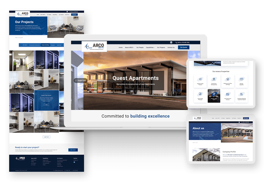 Jumbist created the website for construction company ARCO to present their services